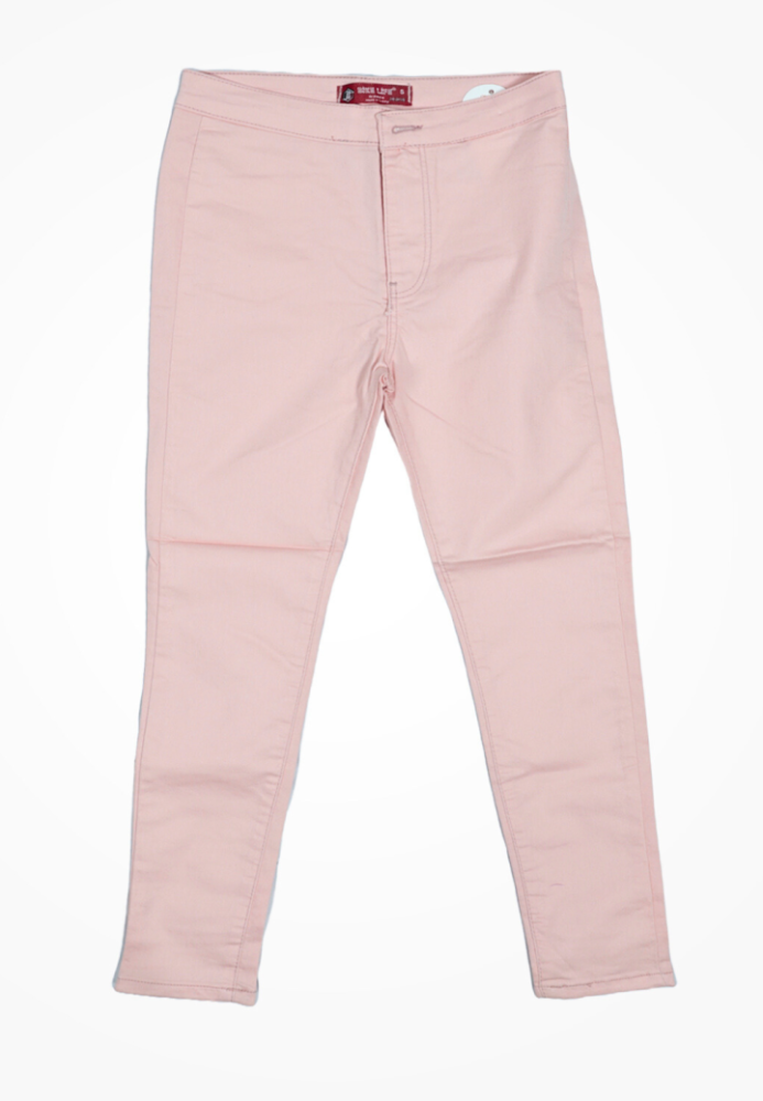 Blugi Damă Skinny Talie înaltă – Material Elastic, Subțire, Culoare Roz Deschis ,Engros