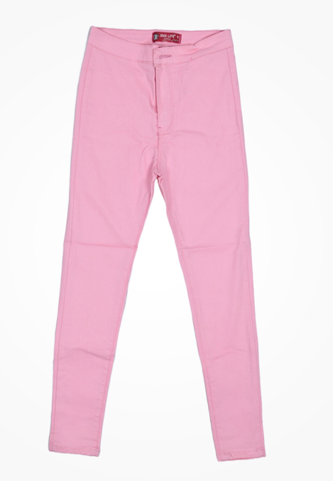 Blugi Damă Skinny Talie înaltă – Material Elastic, Subțire, Culoare Roz Deschis ,Engros