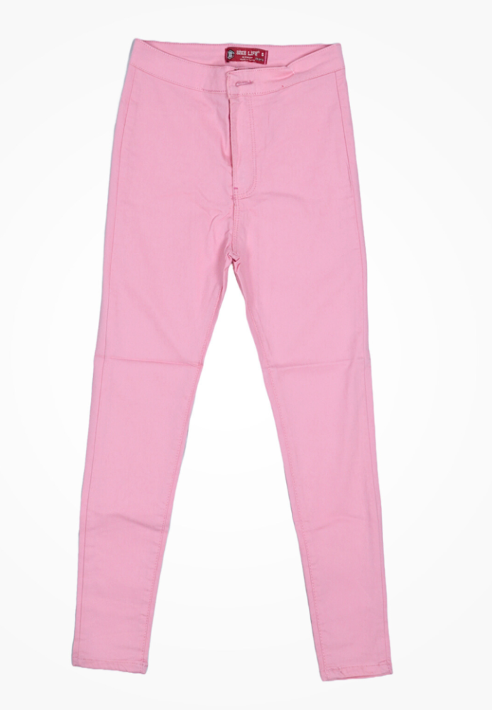 Blugi Damă Skinny Talie înaltă – Material Elastic, Subțire, Culoare Roz,Engros