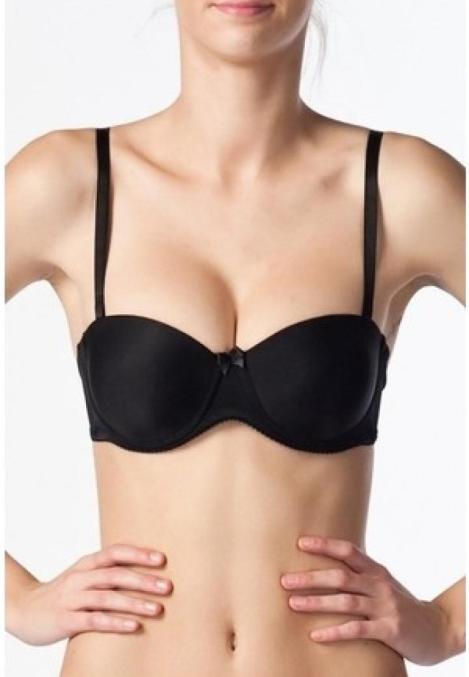 Sutien NBB cu push up și imprimeu subtil cu fundițe, culoare Negru Engros