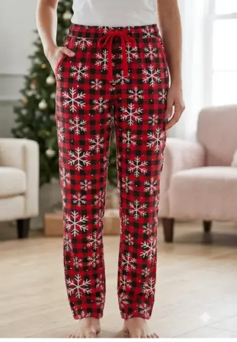 Pantaloni Damă Serena de Craciun cu Buzunare și Șnur în Talie – Engros