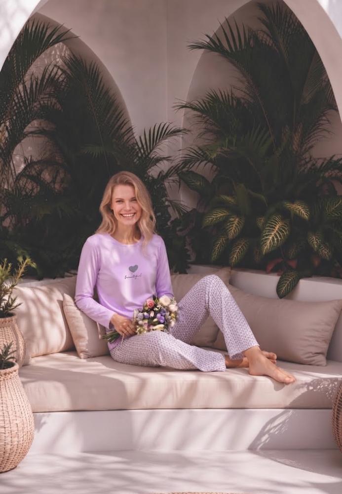 Pijama dama Serena cu maneca lunga si pantalon lung ,Engros