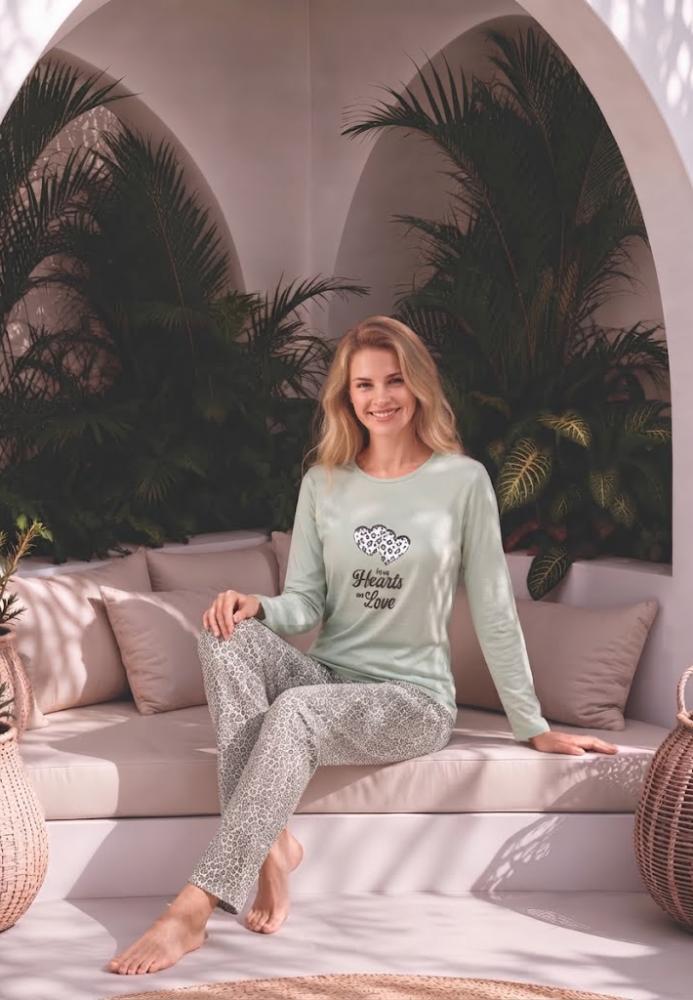 Pijama dama Serena cu maneca lunga si pantalon lung,Engros