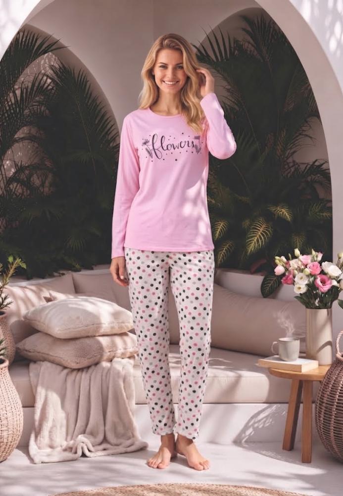 Pijama dama Serena cu maneca lunga si pantalon lung,Engros