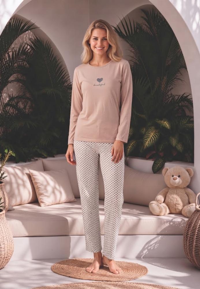 Pijama dama Serena cu maneca lunga si pantalon lung,Engros