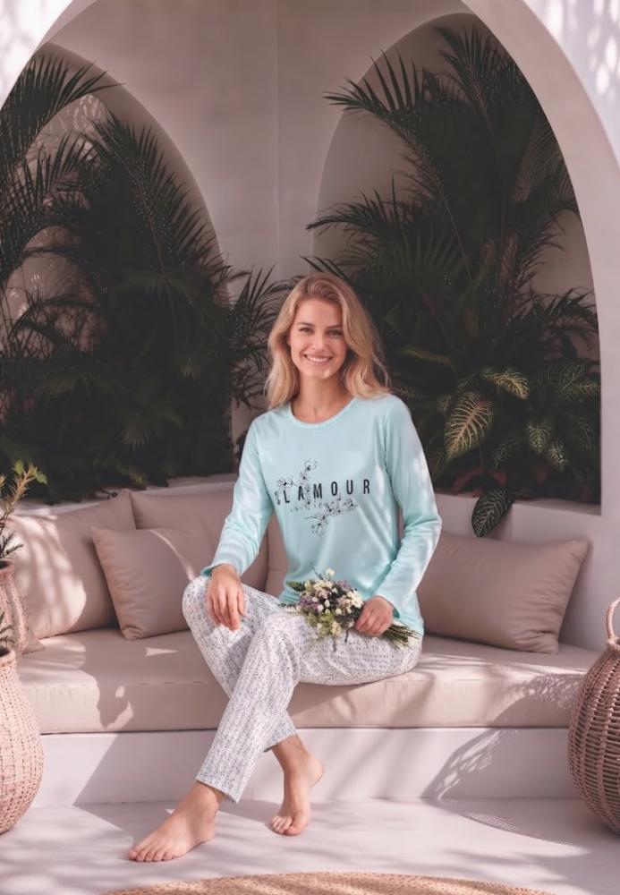 Pijama dama Serena cu maneca lunga si pantalon lung ,Engros