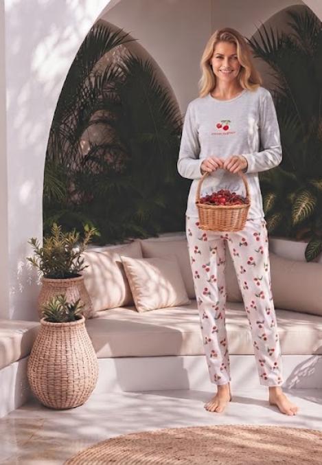 Pijama dama Serena cu maneca lunga si pantalon lung,Engros