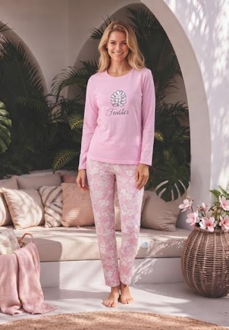 Pijama dama Serena cu maneca lunga si pantalon lung,Engros