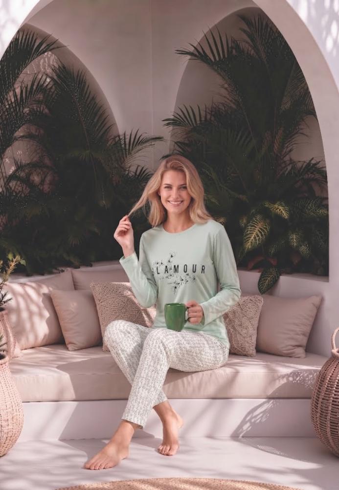 Pijama dama Serena cu maneca lunga si pantalon lung ,Engros
