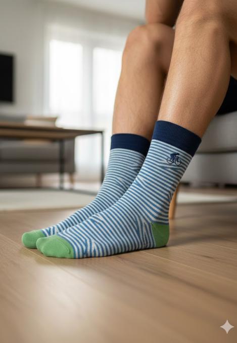 Șosete Bărbătești Organice Fără Cusătură, culoare crem cu dungi,Engros