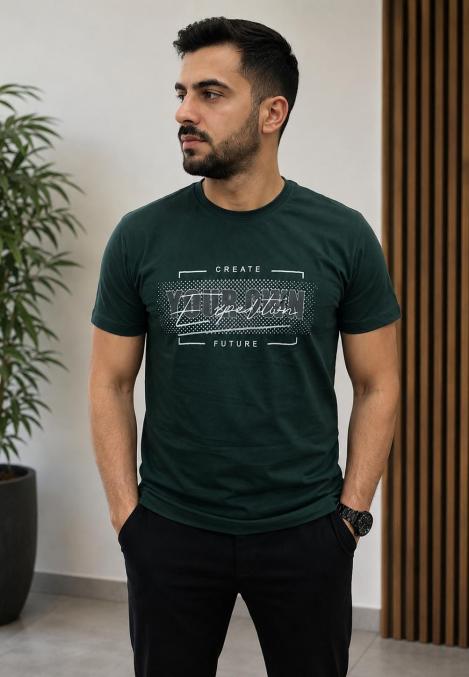 Tricou bărbătesc Serena, culoare verde închis, Engros