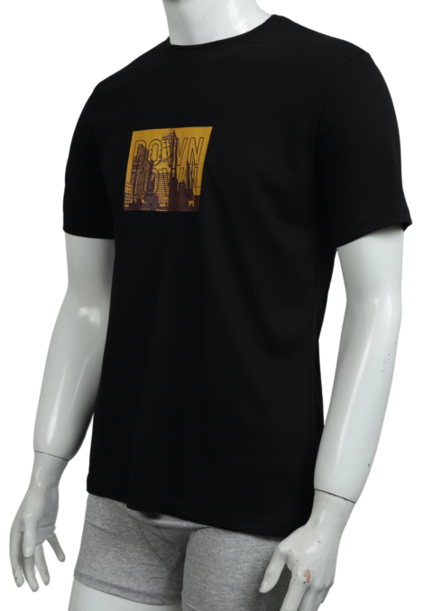 Tricou Bărbați cu Imprimeu DOWNTOWN ,Culoare Negru,Engros