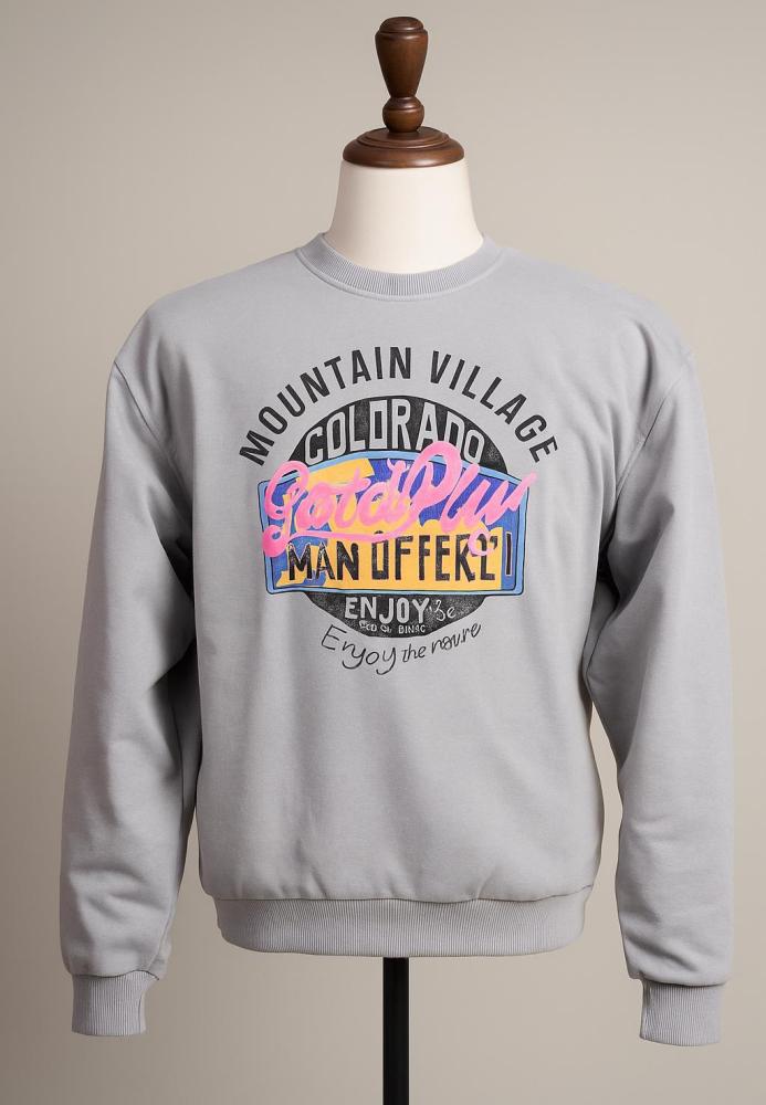 Bluza barbat ,Imprimeu colorat ,culoare gri, En-gros