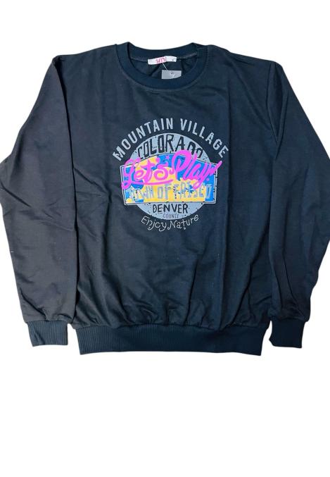 Bluza barbat ,Imprimeu colorat ,culoare negru, En-gros