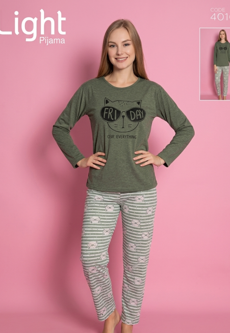 Pijamle, dama cu maneca lunga,verde ,Engros