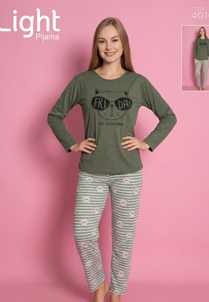 Pijamle, dama cu maneca lunga,verde ,Engros