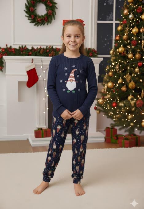 Pijamale de Craciun de copii,cu maneci si pantaloni lungi ,imprimeu mos ,En-gros