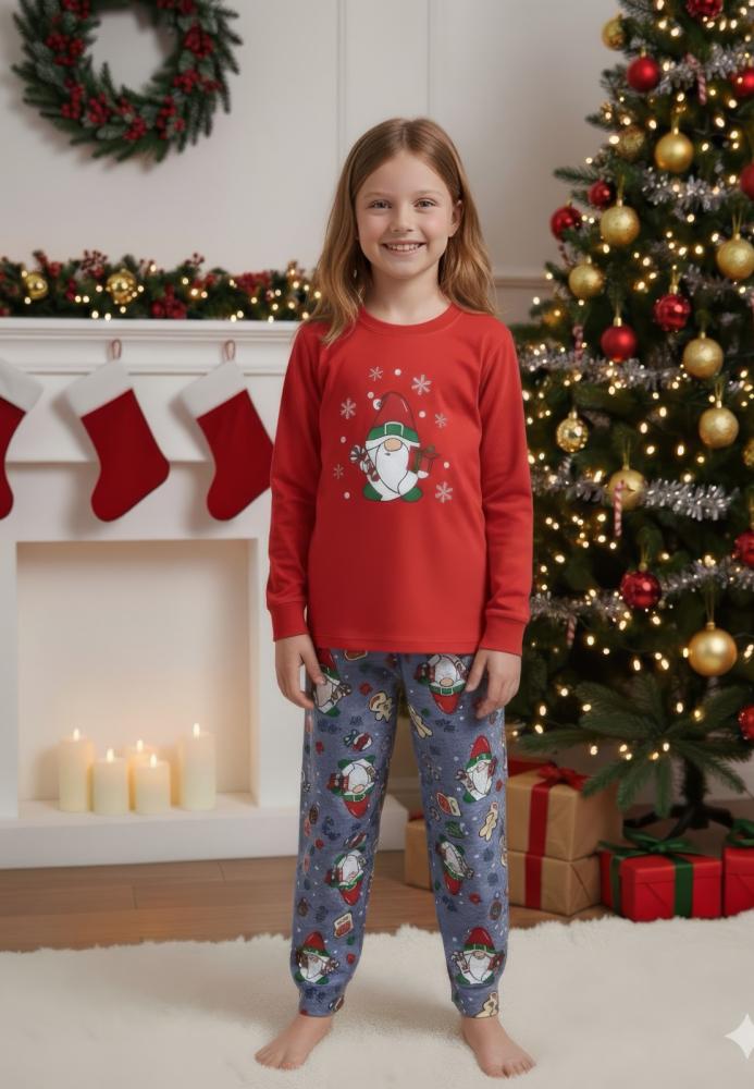 Pijamale de Craciun de copii,cu maneci si pantaloni lungi ,imprimeu mos craciun ,En-gros