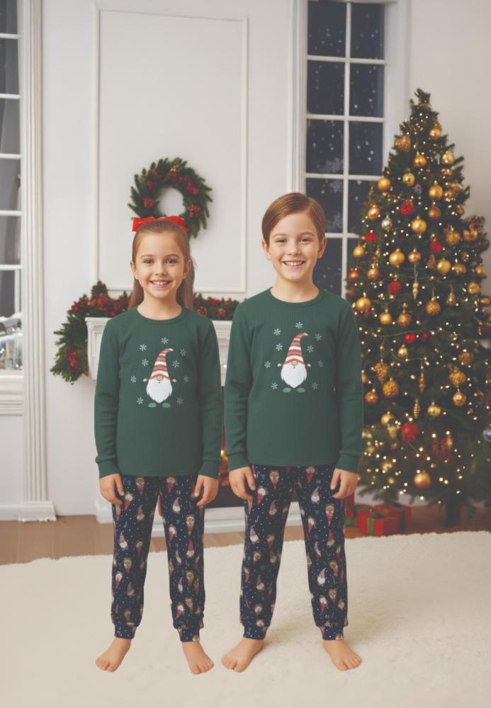 Pijamale de Craciun de copii,cu maneci si pantaloni lungi ,imprimeu mos ,En-gros