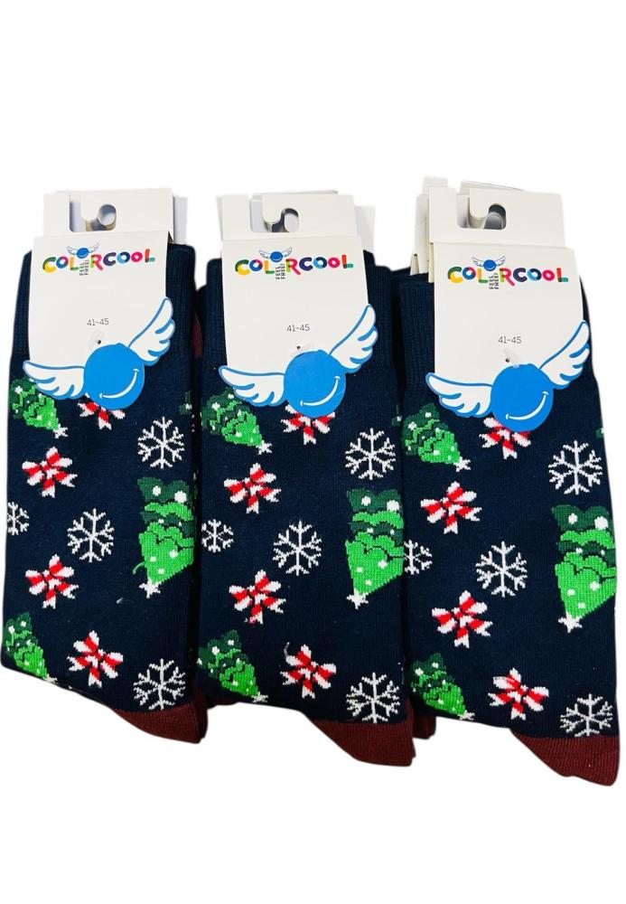 Sosete de Craciun Barbatesti ,Imprimeu bradut,Engros