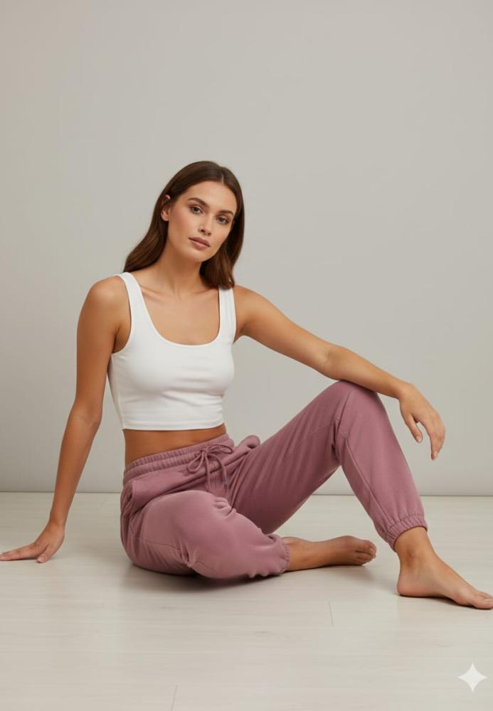 Pantaloni de trening dama,culoare roz inchis cu elastic și șiret,Engros