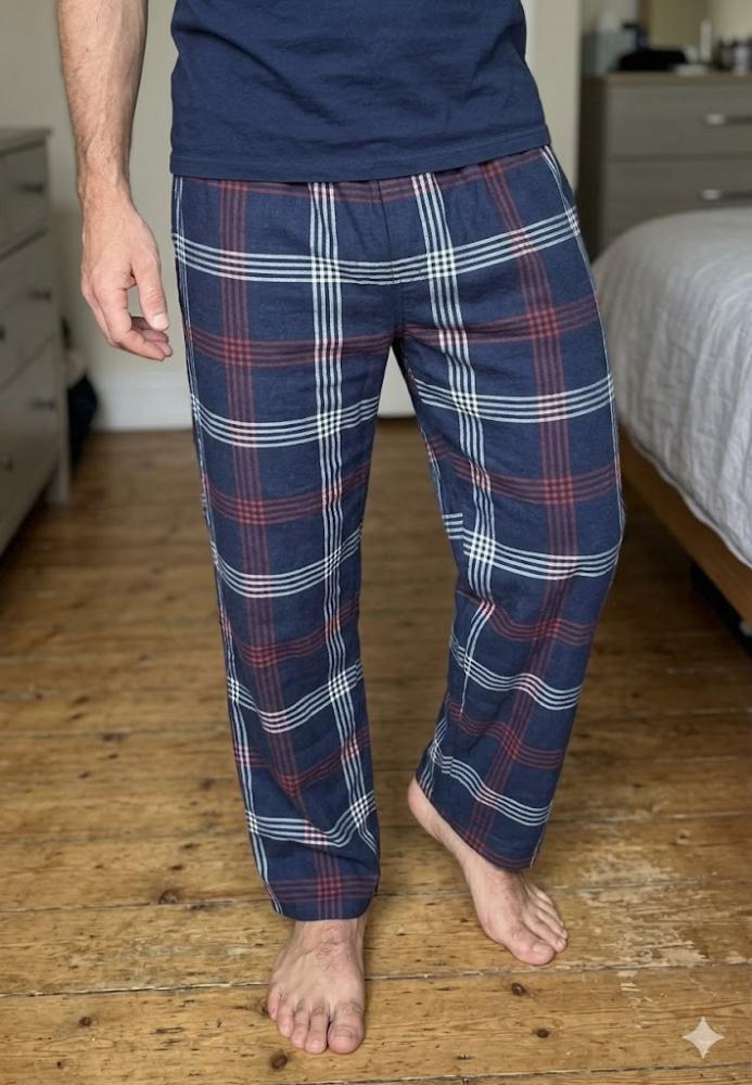 Pantaloni de Pijama Barbati ,Culoare Bleumarin cu Alb , Engros