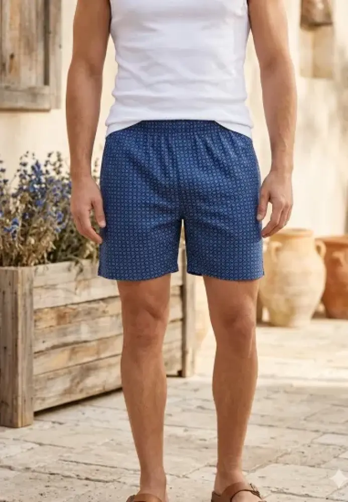 Pantaloni de pijama barbati scurti Serena ,culoare bleumarin ,Engros