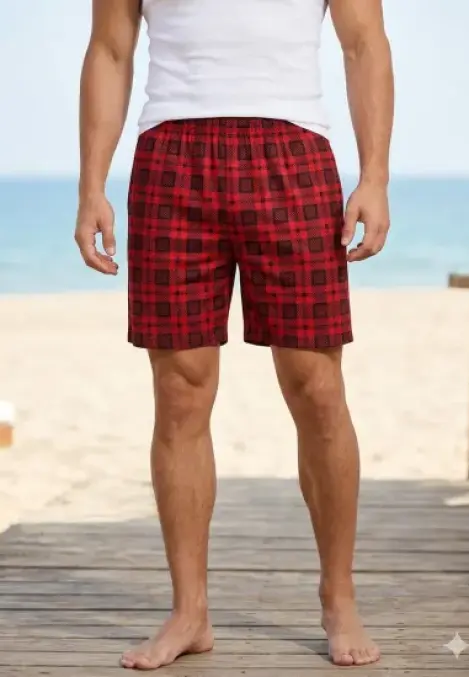 Pantaloni de pijama barbati scurti Serena ,culoare rosu ,Engros