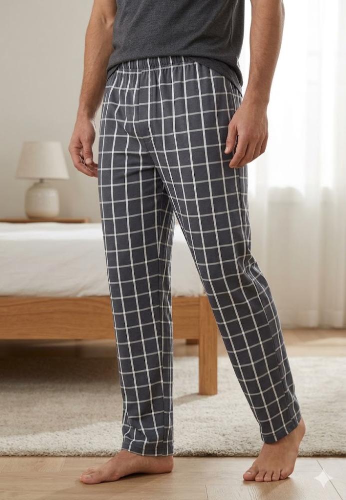 Pantaloni de Pijama ,Big Size ,Barbati Serena culoare Gri Inchis cu Alb ,Engros