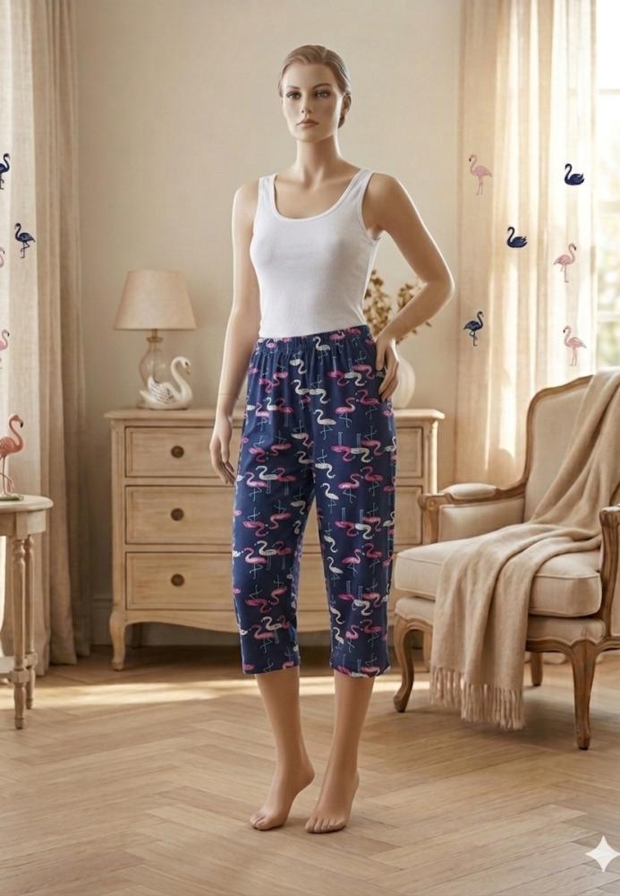 Pantaloni pijama 3/4 dama ,culoare bleumarin ,Engros