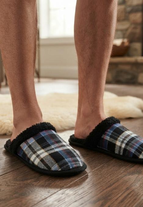 Papuci de casă pentru bărbați Serena ,model în carouri Engros