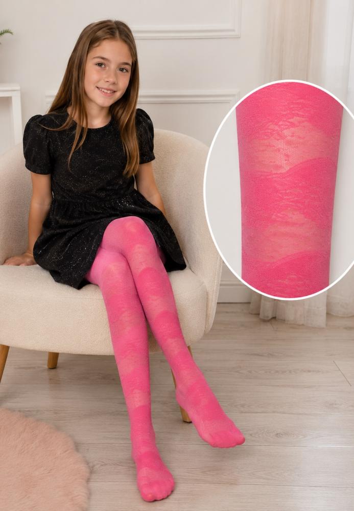 Dresuri fetițe Penti cu model delicat din dantelă,culoarea Coral