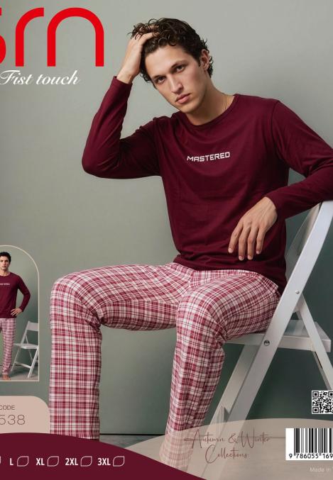 Pijama barbati Serena cu maneca lunga si pantalon lungi ,Engros