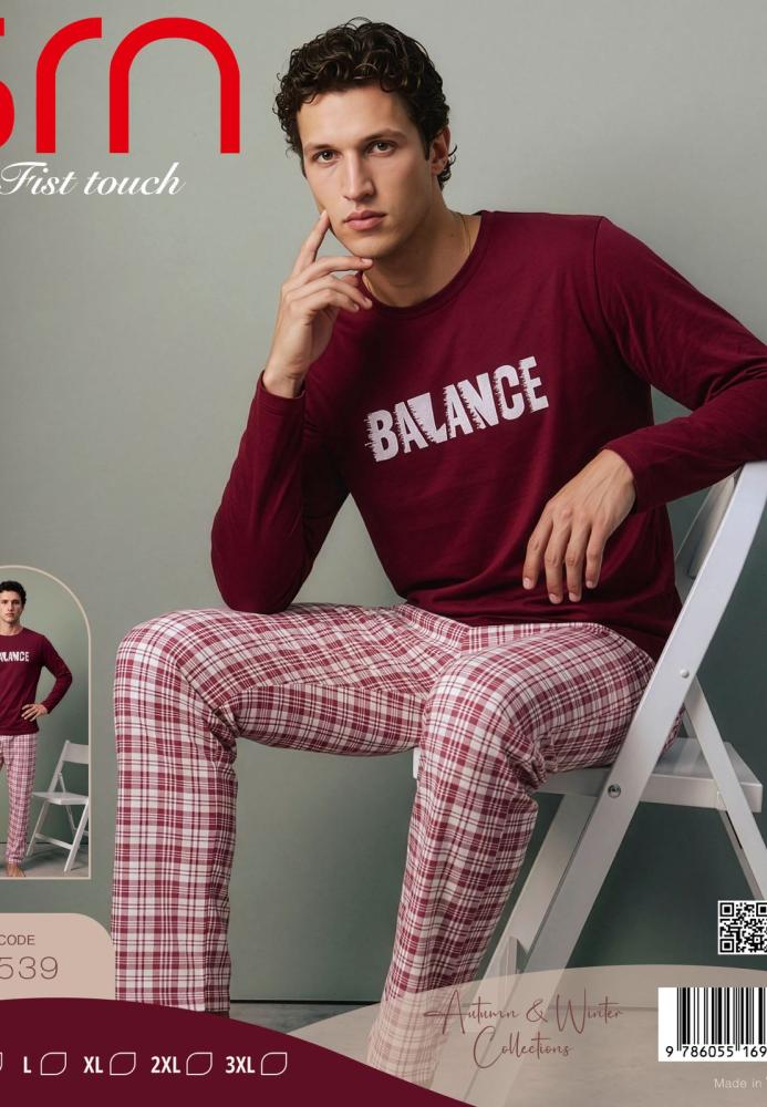 Pijama barbati Serena cu maneca lunga si pantalon lungi ,Engros