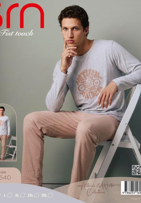 Pijama barbati Serena cu maneca lunga si pantalon lungi ,Engros