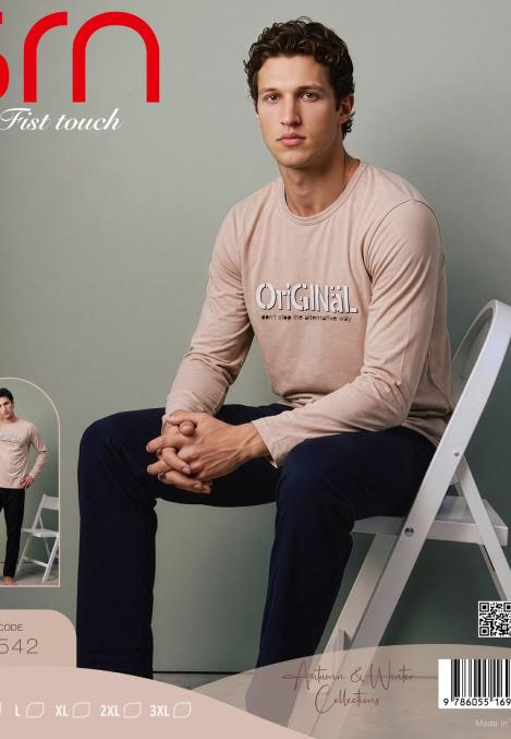 Pijama barbati Serena cu maneca lunga si pantalon lungi ,Engros