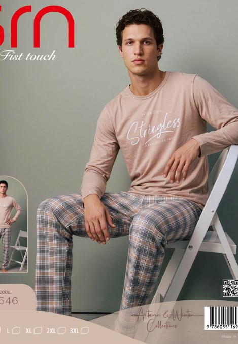 Pijama barbati Serena cu maneca lunga si pantalon lungi ,Engros