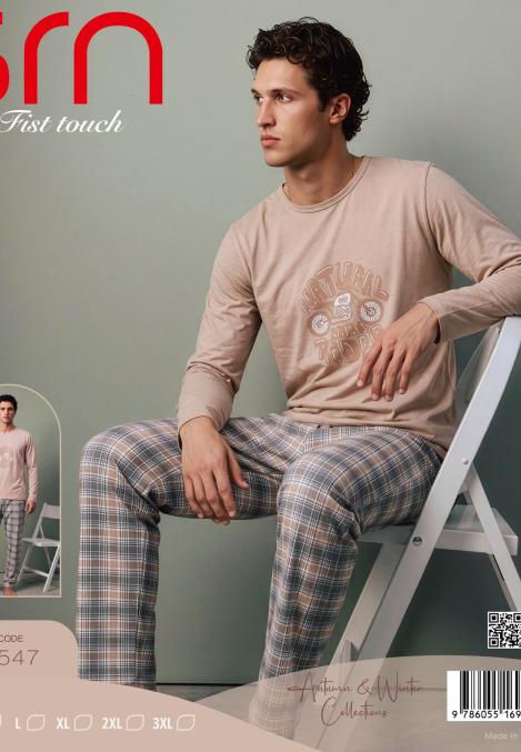 Pijama barbati Serena cu maneca lunga si pantalon lungi ,Engros