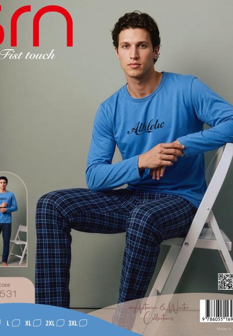 Pijama barbati Serena cu maneca lunga si pantalon lungi ,Engros