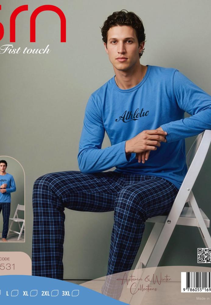 Pijama barbati Serena cu maneca lunga si pantalon lungi ,Engros