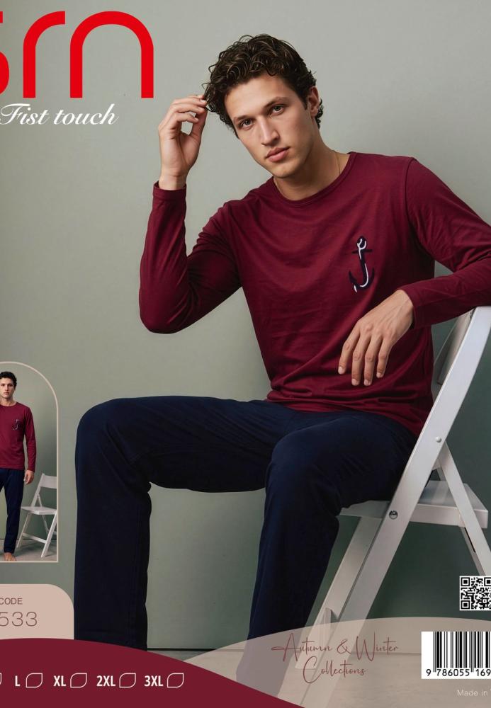 Pijama barbati Serena cu maneca lunga si pantalon lungi ,Engros
