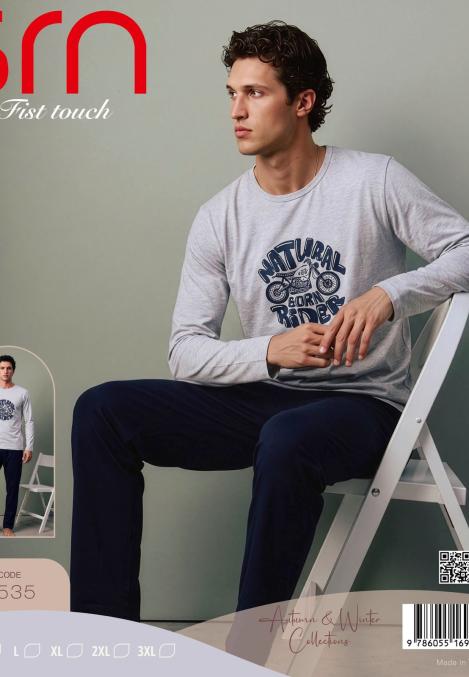 Pijama barbati Serena cu maneca lunga si pantalon lungi ,Engros