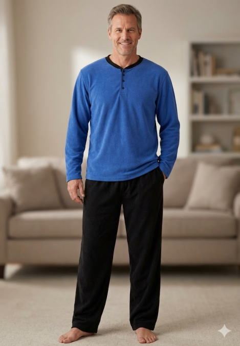 Pijama barbat POLAR,Culoare albastru ,Engros