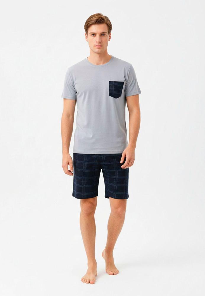 Pijama barbat Serena cu tricou si short,culoare gri,Engros
