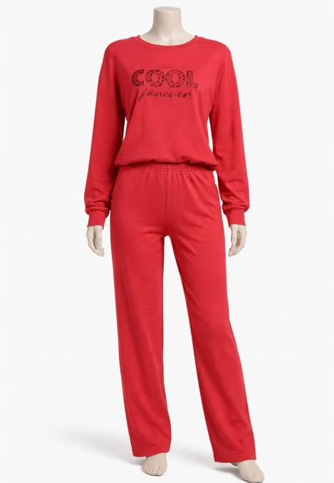 Pijama dama ,"COOL", culoare rosu,Engros