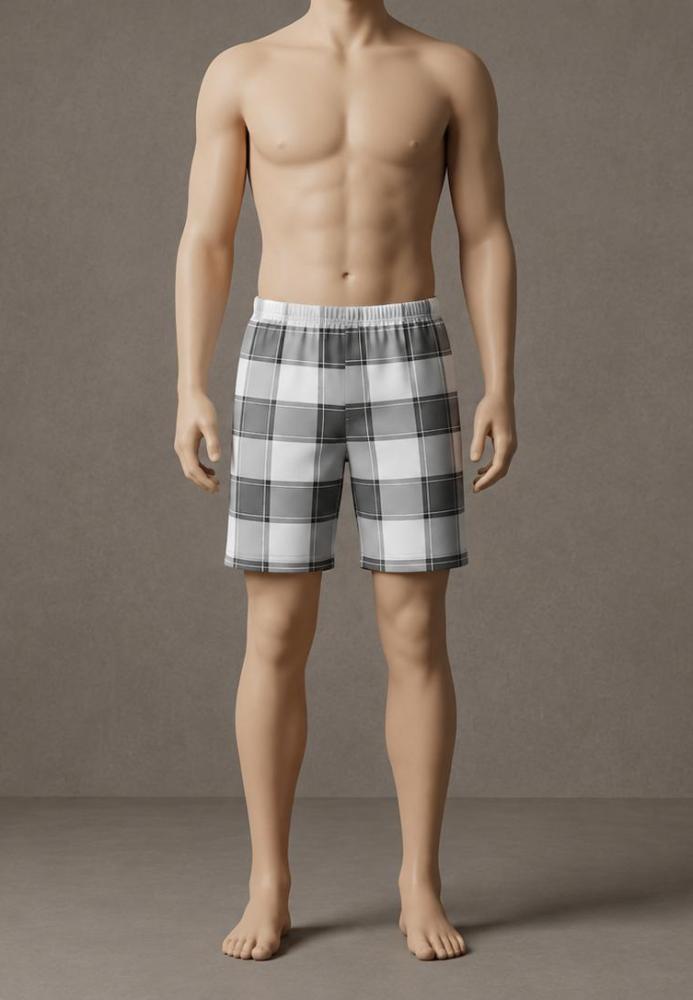 Pantaloni de pijama barbati scurti Serena ,culoare gri cu alb, Engros