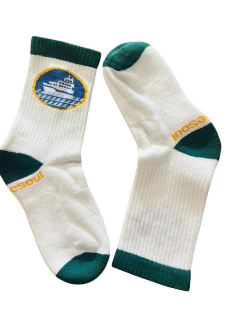 Sosete dama ,Talpa Flausata,Culoare alb si verde ,Engros