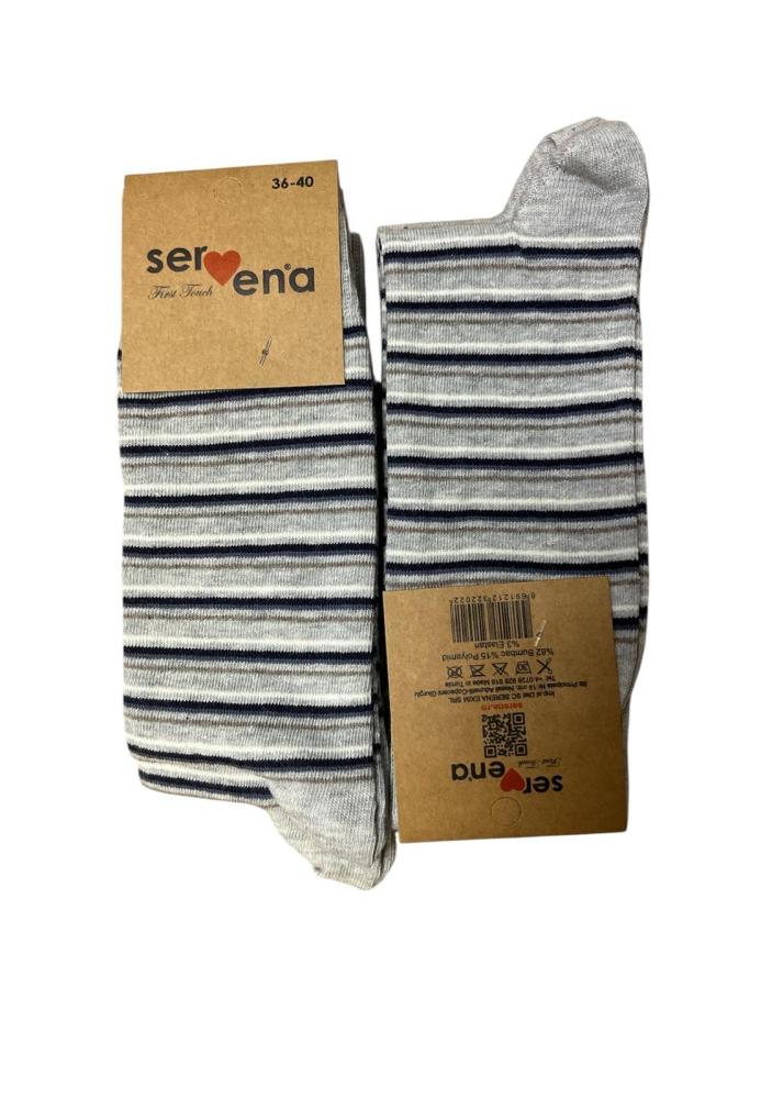 Șosete Unisex Inalte Culoare Gri Dungi Negre ,Engros