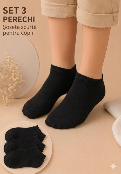 Sosete scurte copii 3 /set Serena,culoare negru ,Engros