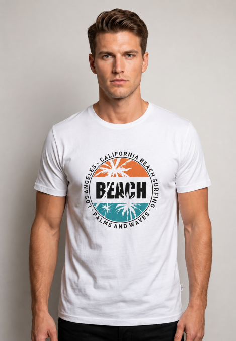 Tricou bărbătesc Seren „Beach", culoare Alb, Engros